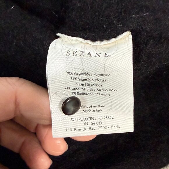 Sezane Sweater Black Knit Pullover Mohair/Moreno Size M Quiet Luxury Minimalist - Picture 6 of 7